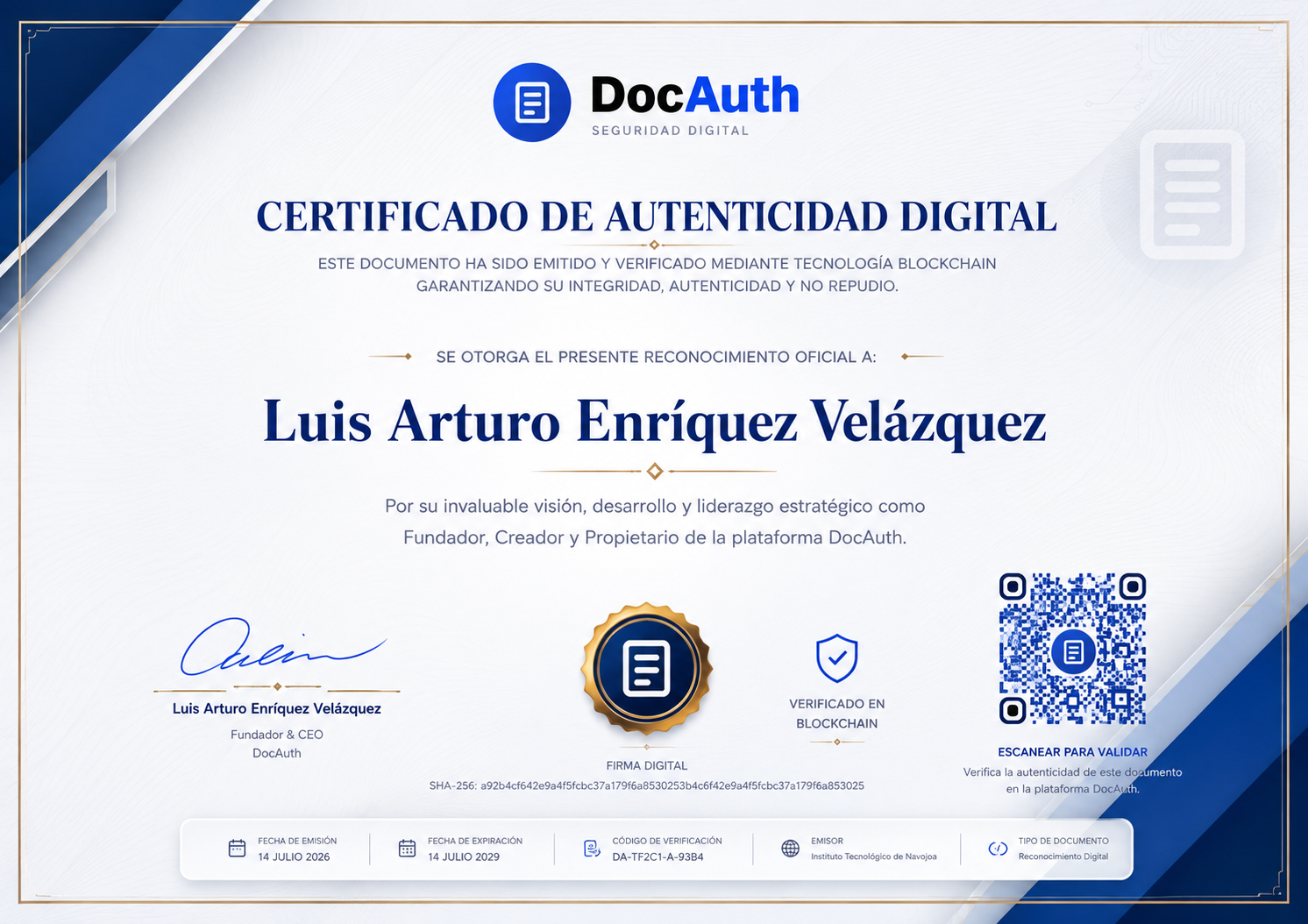 Vista previa de diploma verificable